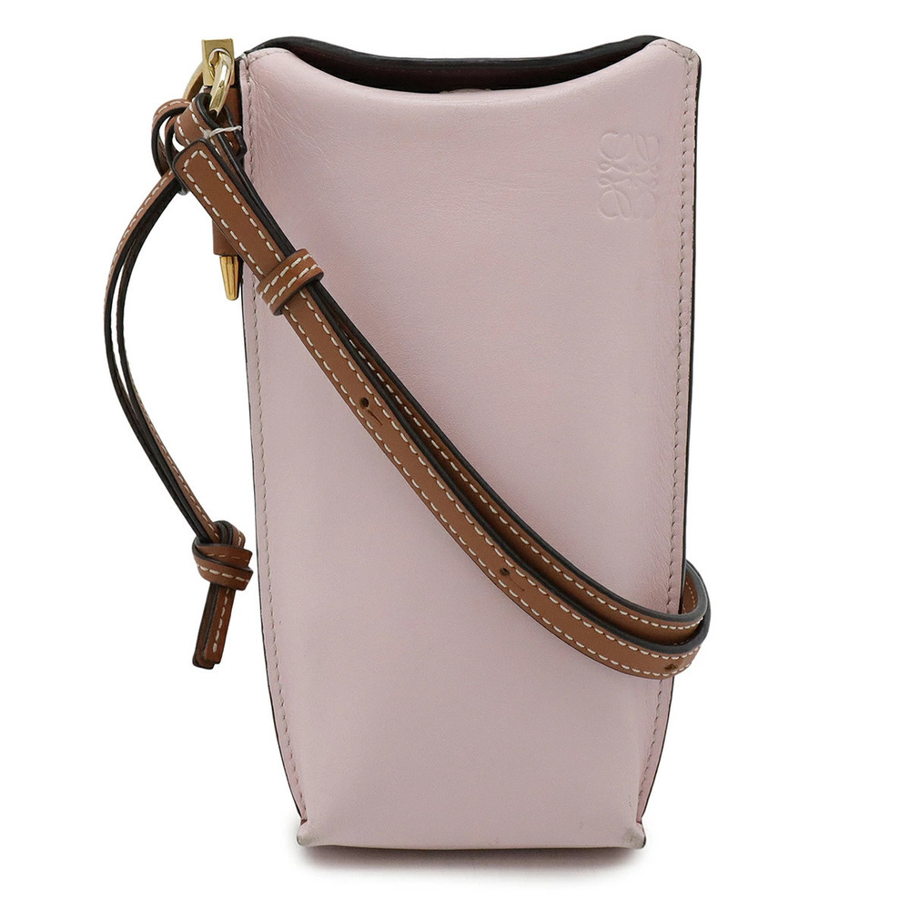 Loewe Anagram Gate Pocket Shoulder Bag Soft Calf Pink Orange